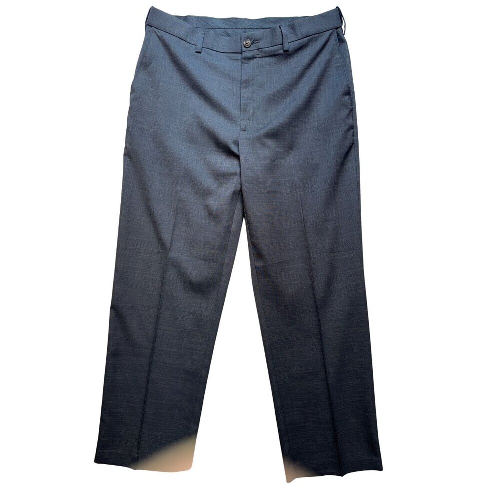 Savane Mens Dress Pants Size 36x30 Gray Classic Fit Herringbone Formal Straight